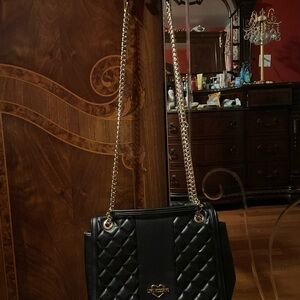 Love Moschino Black Quilted Shoulder Bag with Gold Chain